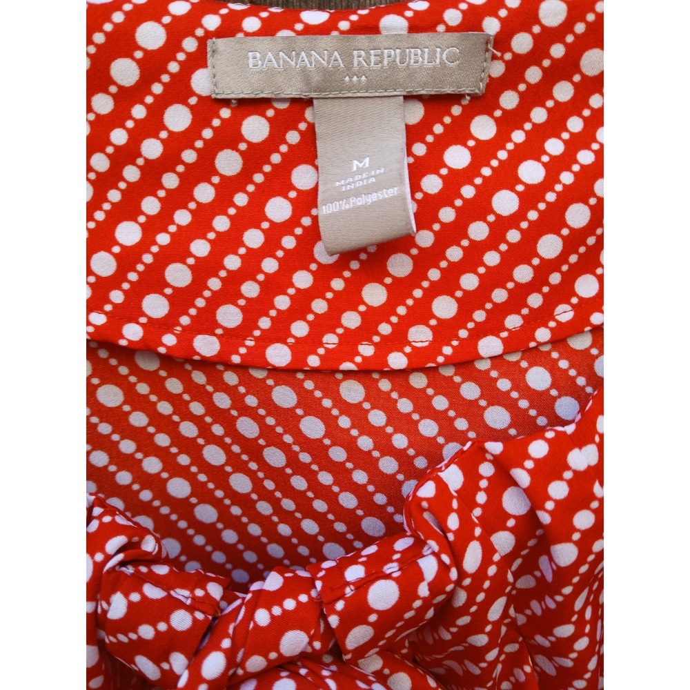 Banana Republic Front Bow Tie Lite Tomato Red/Orange & White Sleeveless Top M - Picture 3 of 4